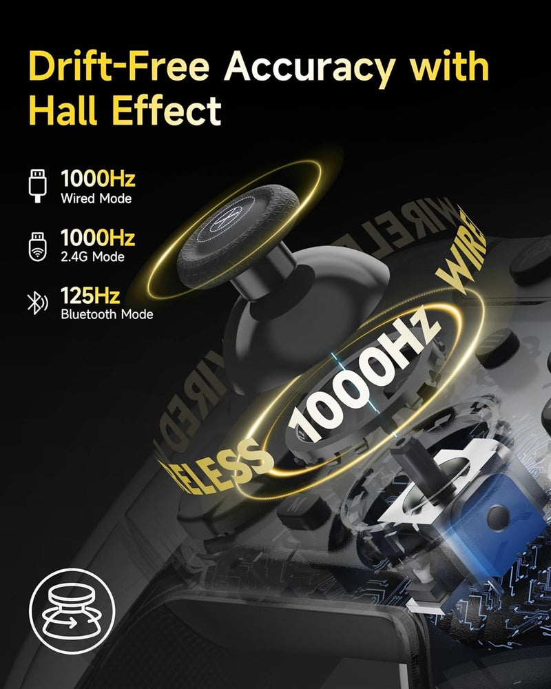 EasySMX X05Pro Wireless PC Controller – Quiet-Press Buttons, 2-Stage Impulse Triggers, 2 Programmable Buttons, Hall Joysticks, 1000mAh Battery, 1000Hz Polling Gaming Controller for PC/Switch/Android/iOS - Image 5